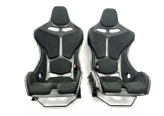 MCLAREN SENNA CARBON RACING BUCKET SEATS PAIR - BLACK WITH WHITE STITCH