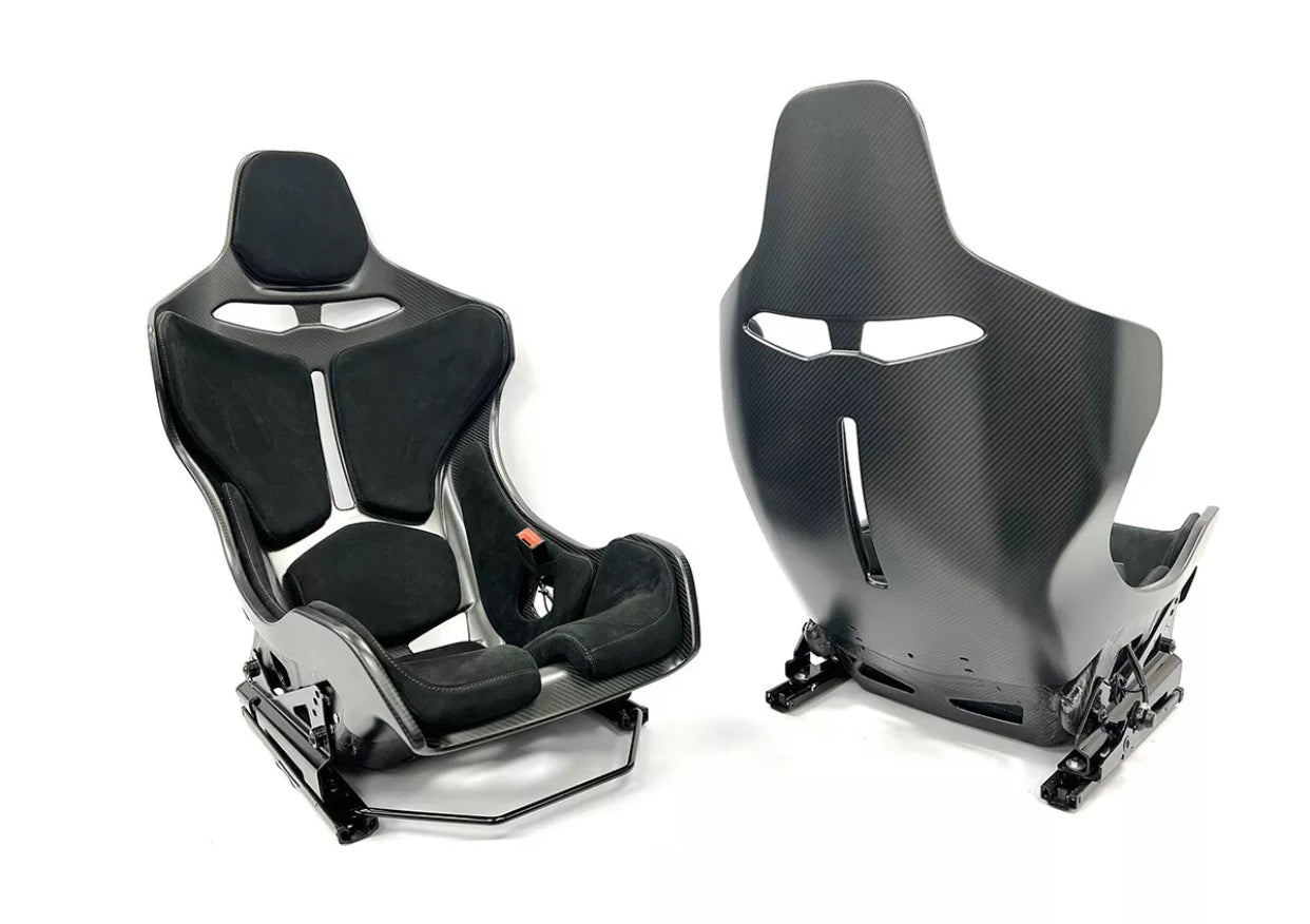 MCLAREN SENNA CARBON RACING BUCKET SEATS PAIR - BLACK WITH WHITE STITCH